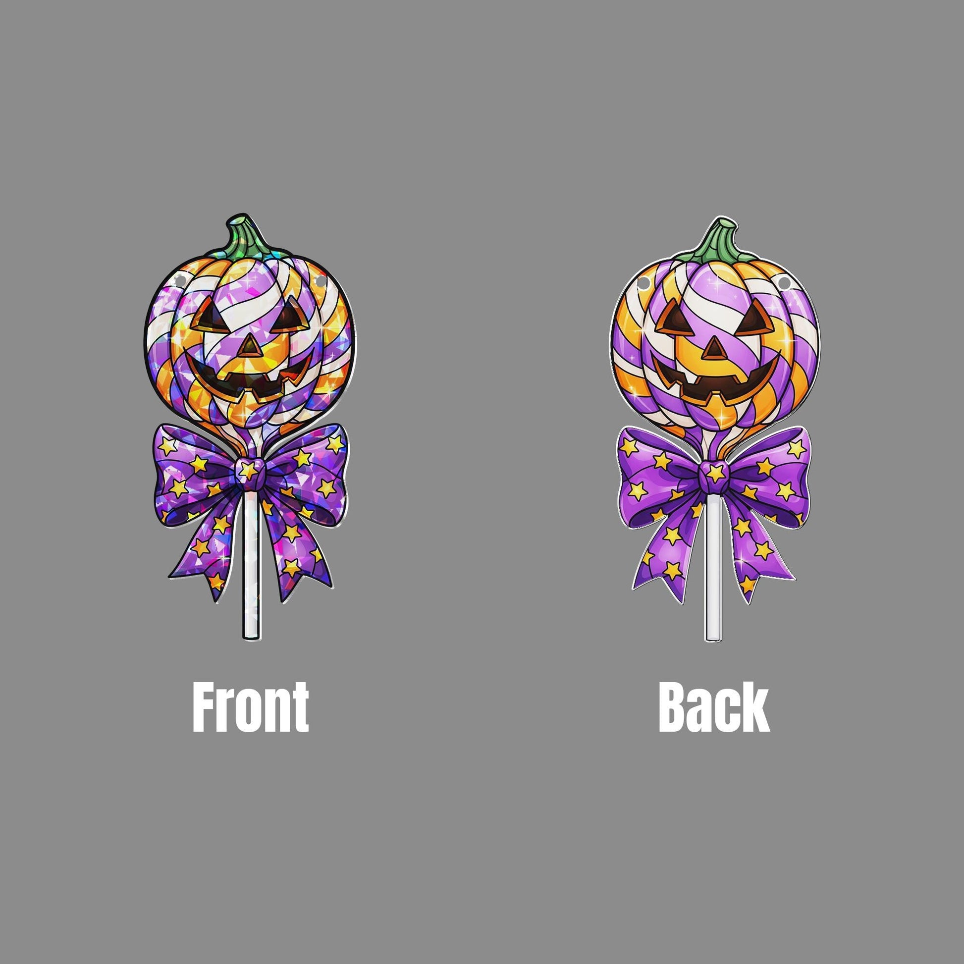 Halloween Pumpkin Stained Glass Suncatcher - Jack-o'-Lantern Window Hanging Decoration
