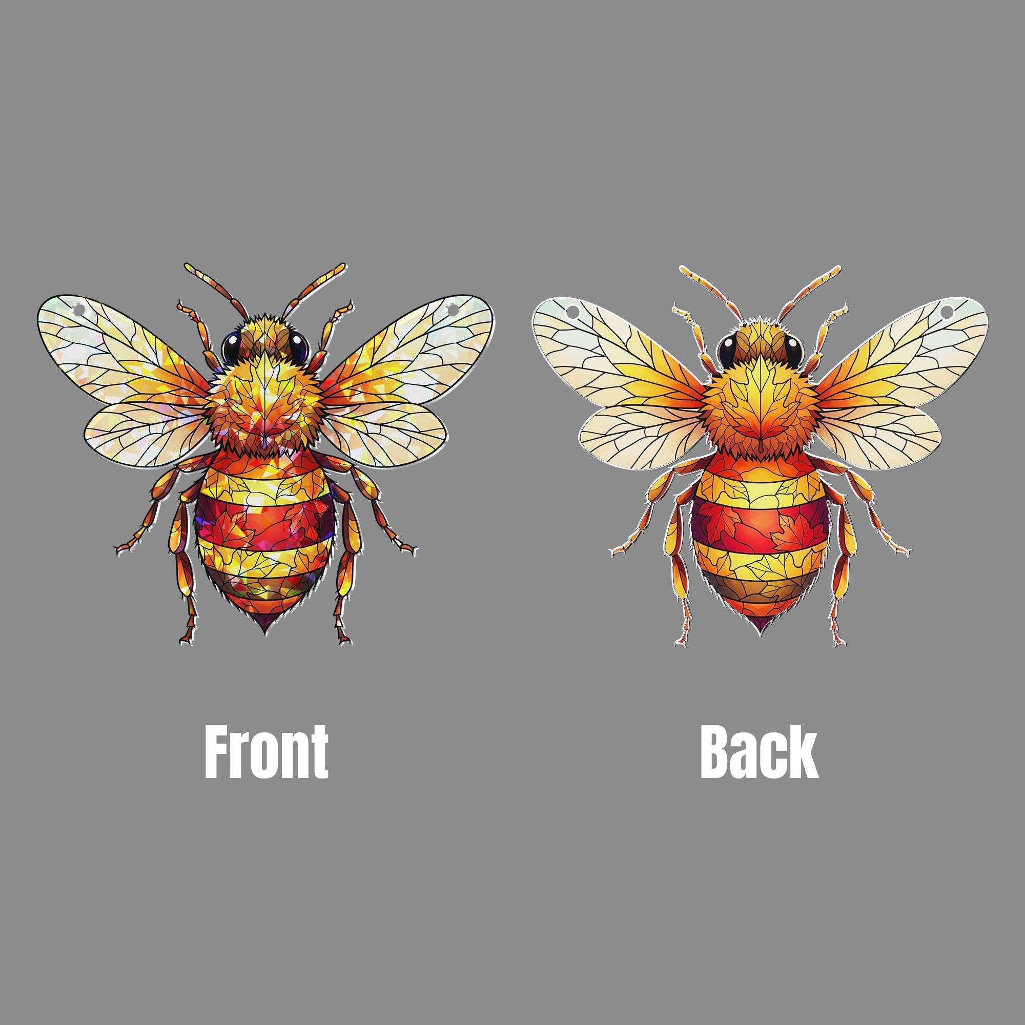 Stained Glass Bee Suncatcher – Honeybee Window Decor, Nature Insect Gift