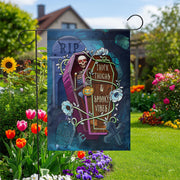 Funny Halloween Garden Flag - Thick Thighs Spooky Vibes Skeleton Yard Decor - Cute Halloween Outdoor Sign