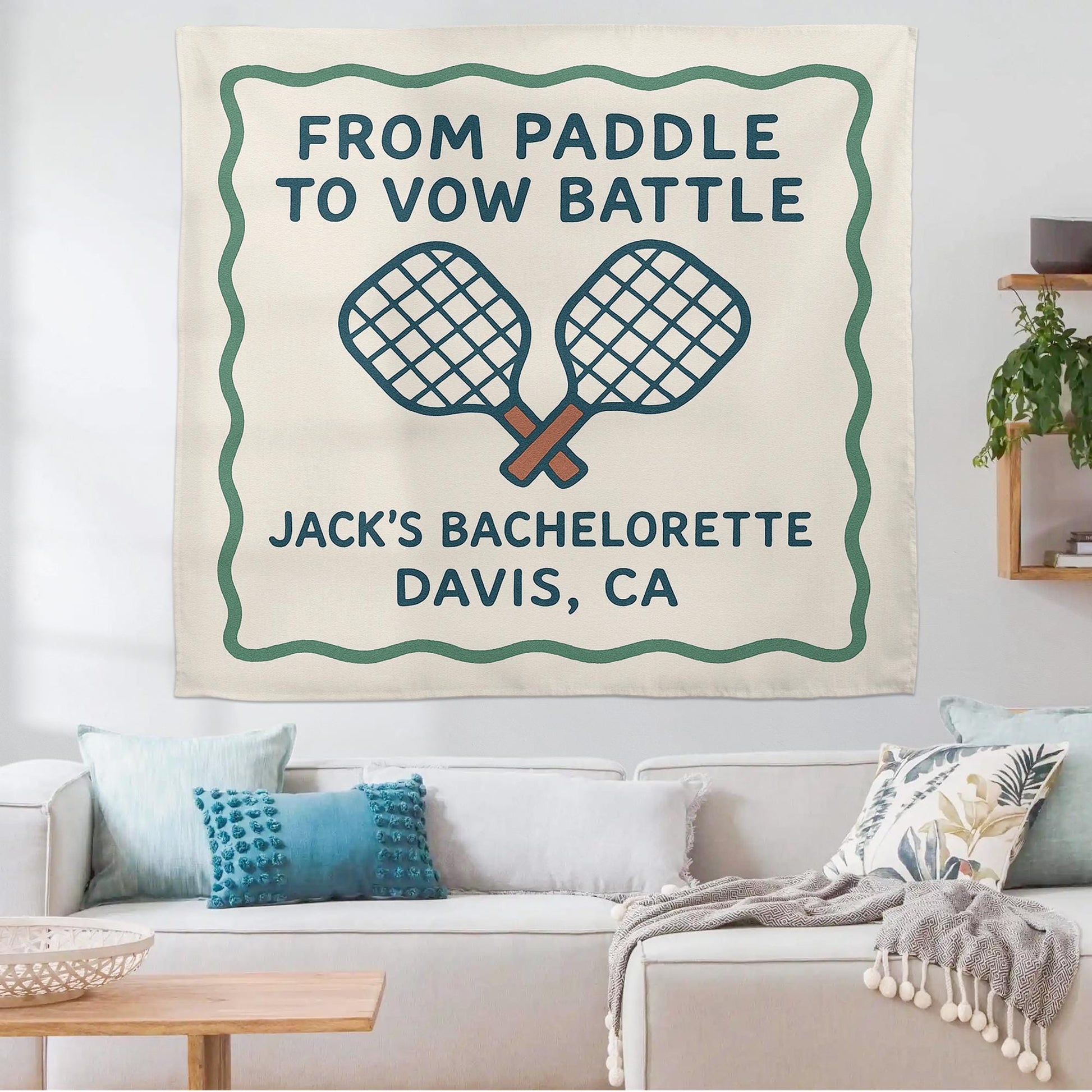 Pickleball Groom Bachelorette Party Banner, Paddle to Vow Battle Tapestry, Custom Pre-Wedding Decor, Bachelor Bash Sign