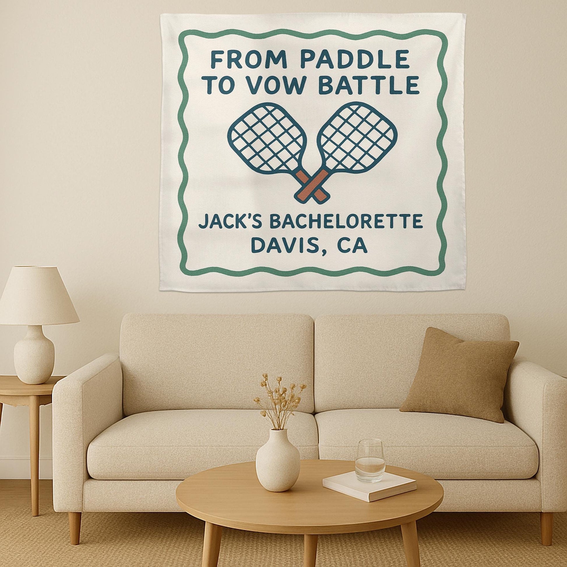 Pickleball Groom Bachelorette Party Banner, Paddle to Vow Battle Tapestry, Custom Pre-Wedding Decor, Bachelor Bash Sign