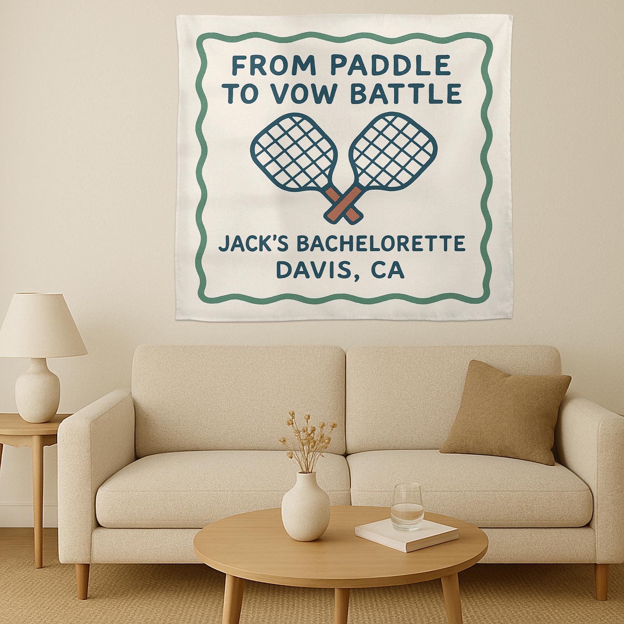 Pickleball Groom Bachelorette Party Banner, Paddle to Vow Battle Tapestry, Custom Pre-Wedding Decor, Bachelor Bash Sign