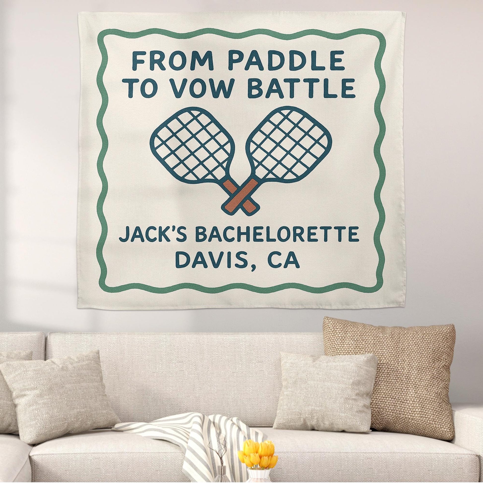 Pickleball Groom Bachelorette Party Banner, Paddle to Vow Battle Tapestry, Custom Pre-Wedding Decor, Bachelor Bash Sign