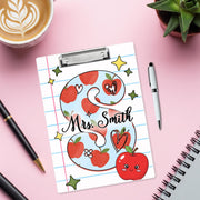 Personalized Teacher Clipboard – Monogram Letter S with Apples & Hearts, Custom Name Back to School Gift for Educators and Staff, Teacher