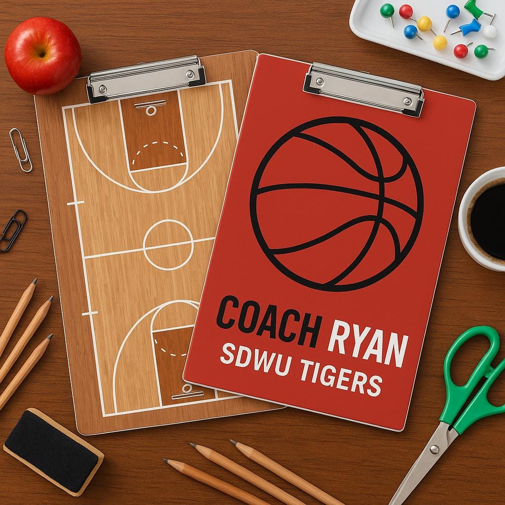 Personalized Basketball Coach Clipboard, Custom Name Gift for Coach, End of Season Team Gift, Basketball Court Dry Erase Board for Men