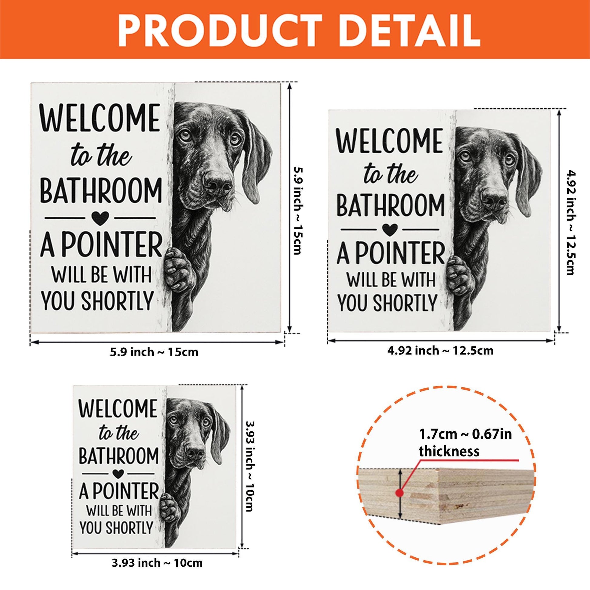 Funny Dog Bathroom Sign – German Pointer Wall Decor – Welcome Bathroom Humor Sign – Farmhouse Dog Lover Gift – Rustic Pet Bathroom Art
