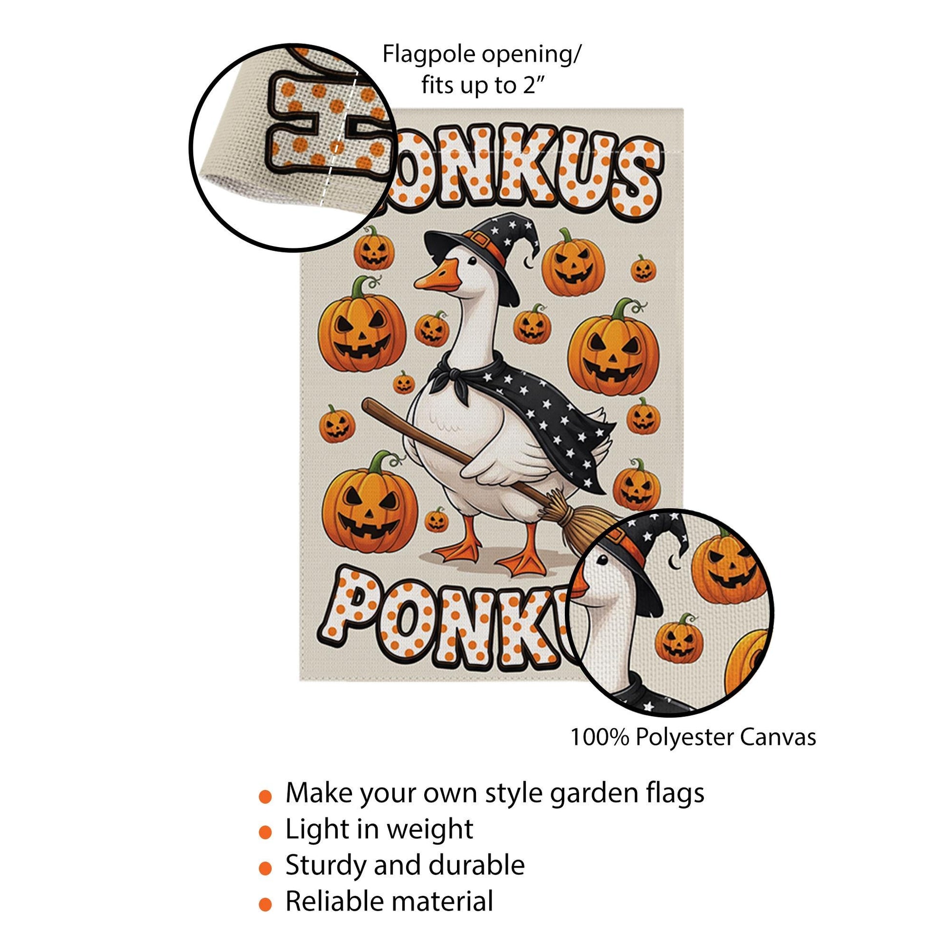Halloween Goose Garden Flag, Honkus Ponkus Witch Goose, Pumpkin Yard Banner, Cute Halloween Decoration, Goose Witch Flag