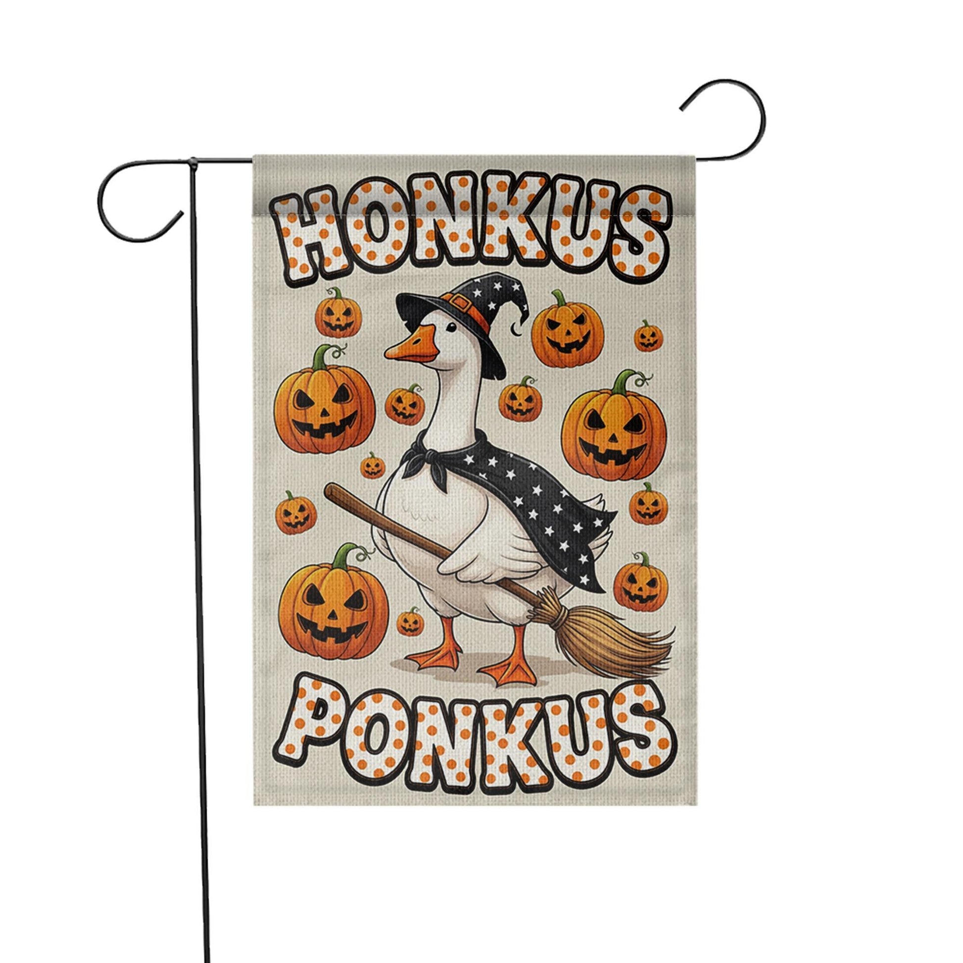 Halloween Goose Garden Flag, Honkus Ponkus Witch Goose, Pumpkin Yard Banner, Cute Halloween Decoration, Goose Witch Flag