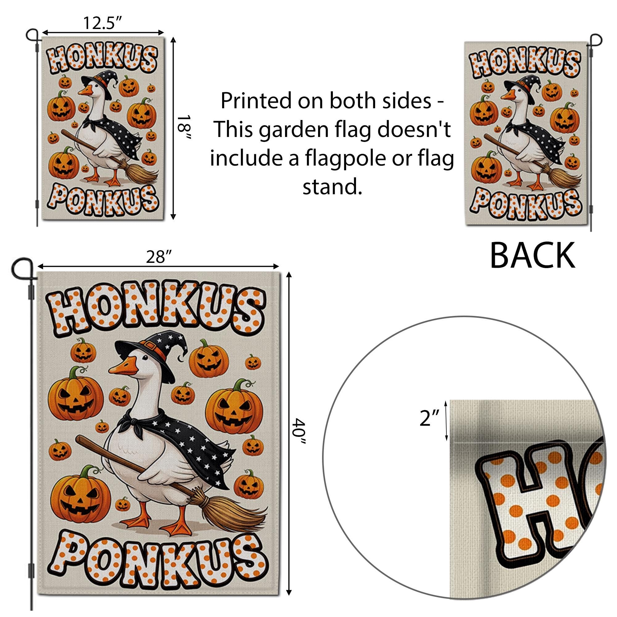 Halloween Goose Garden Flag, Honkus Ponkus Witch Goose, Pumpkin Yard Banner, Cute Halloween Decoration, Goose Witch Flag