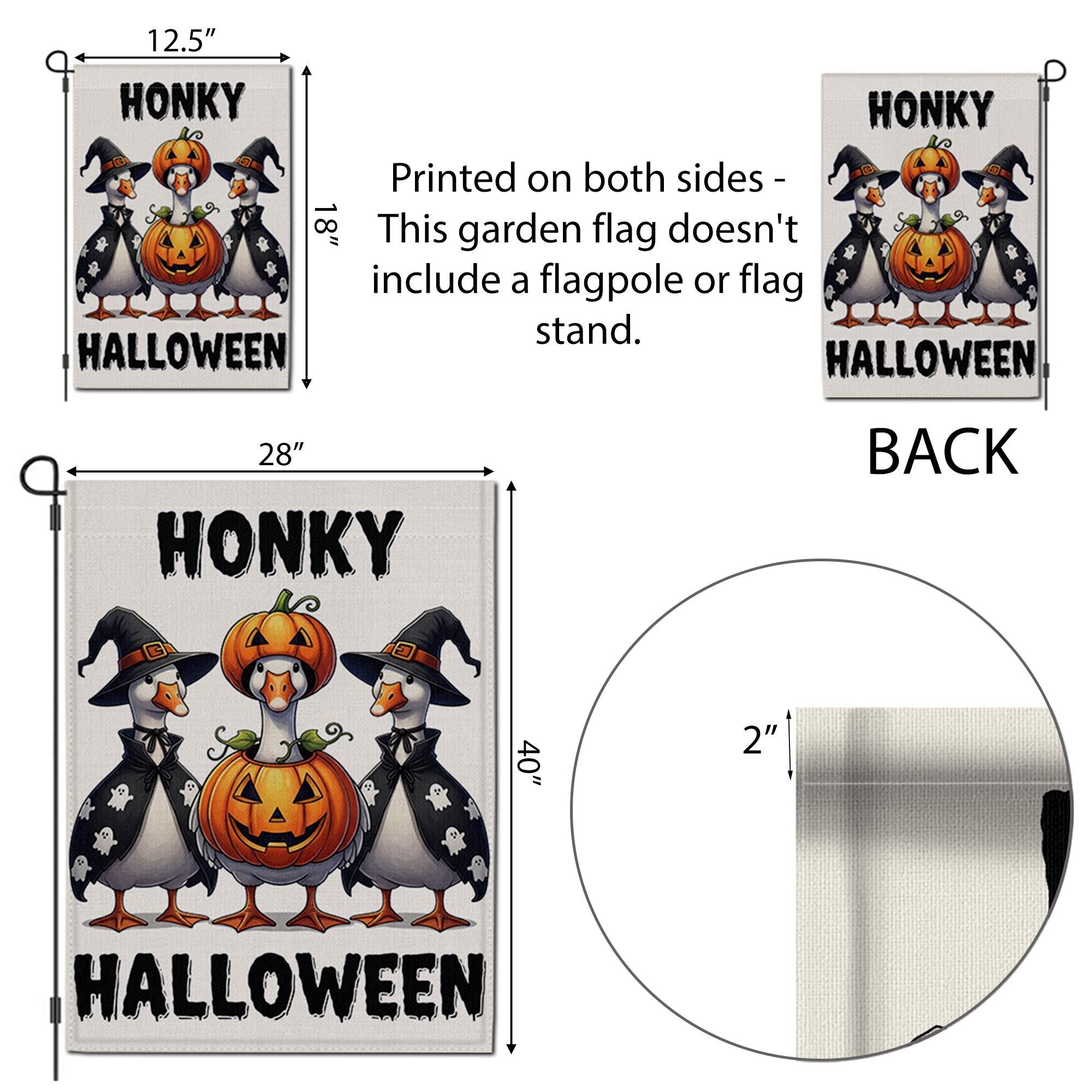 Honky Halloween Goose Garden Flag, Funny Witch Goose Pumpkin Yard Banner, Cute Outdoor Fall Decoration, Spooky Garden Flag