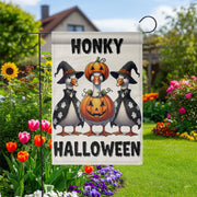 Honky Halloween Goose Garden Flag, Funny Witch Goose Pumpkin Yard Banner, Cute Outdoor Fall Decoration, Spooky Garden Flag