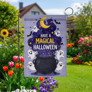Have a Magical Halloween Garden Flag, Cute Ghost Cauldron Outdoor Banner, Spooky Moon Bat Fall Yard Decoration, Fun Halloween Flag