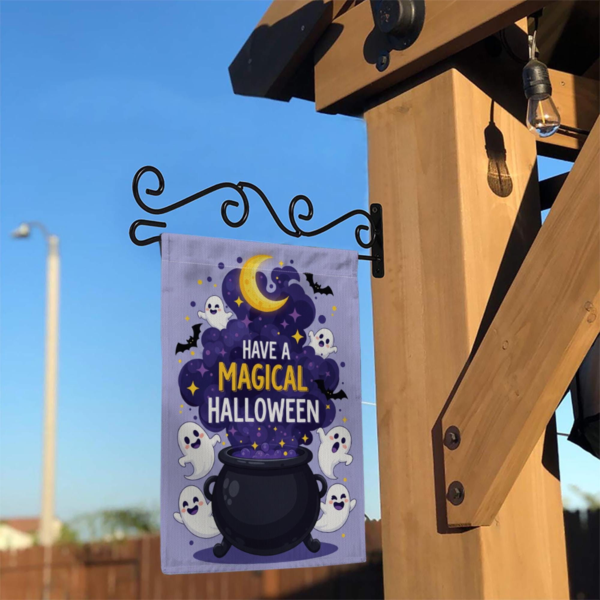 Have a Magical Halloween Garden Flag, Cute Ghost Cauldron Outdoor Banner, Spooky Moon Bat Fall Yard Decoration, Fun Halloween Flag