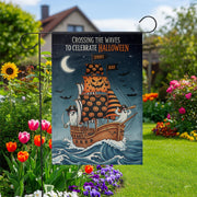 Halloween Pirate Ghost Ship Garden Flag, Spooky Sailing Outdoor Yard Banner, Trick or Treat Skeleton Fall Decor, Nautical Halloween Flag