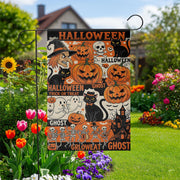 Vintage Halloween Collage Garden Flag, Witch Pumpkin Ghost Skeleton Outdoor Yard Banner, Spooky Fall Trick or Treat Decor