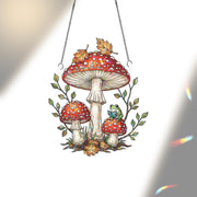 Holographic Mushroom Frog Window Hanging – Cute Forest Toadstool Suncatcher – Cottagecore Fairycore Room Decor Gift