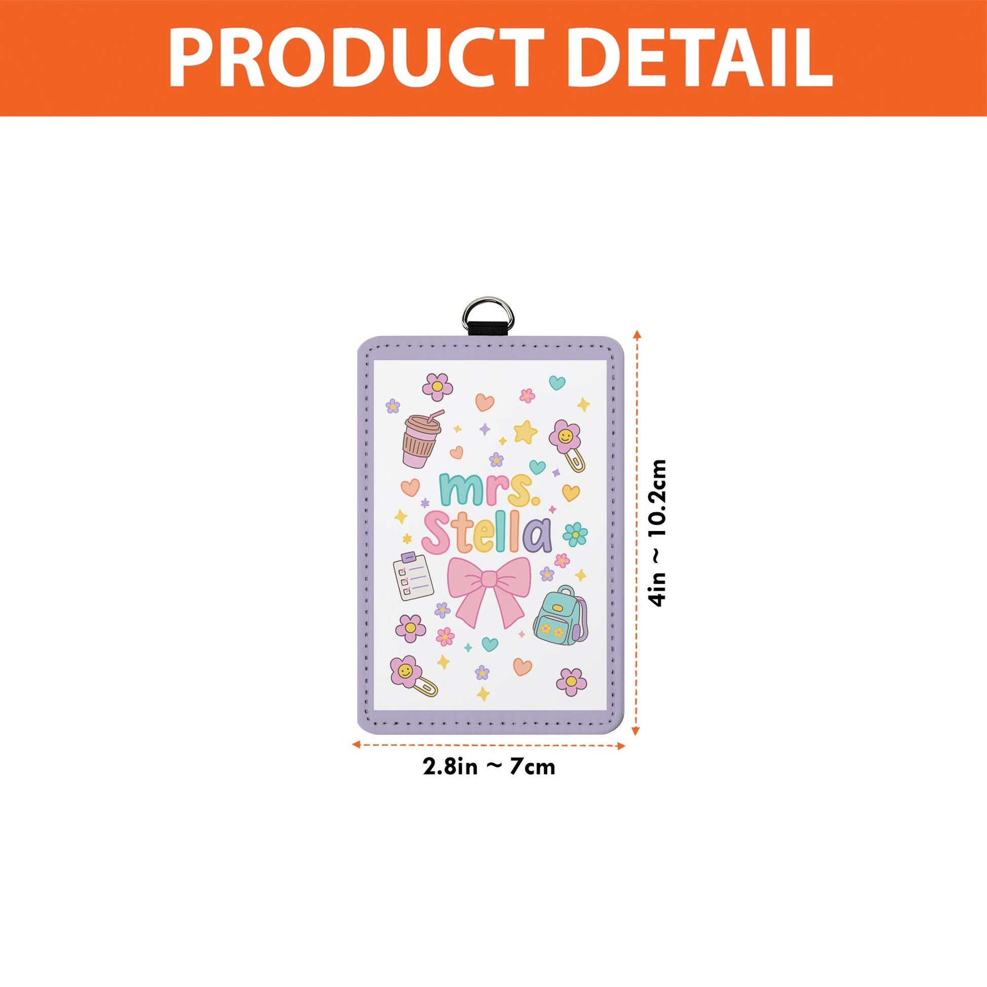 Cute Teacher Badge Reel ID Holder with Name, Pastel Doodle Style, Personalized Lanyard Tag for Classroom or School Staff Gift, Teachers