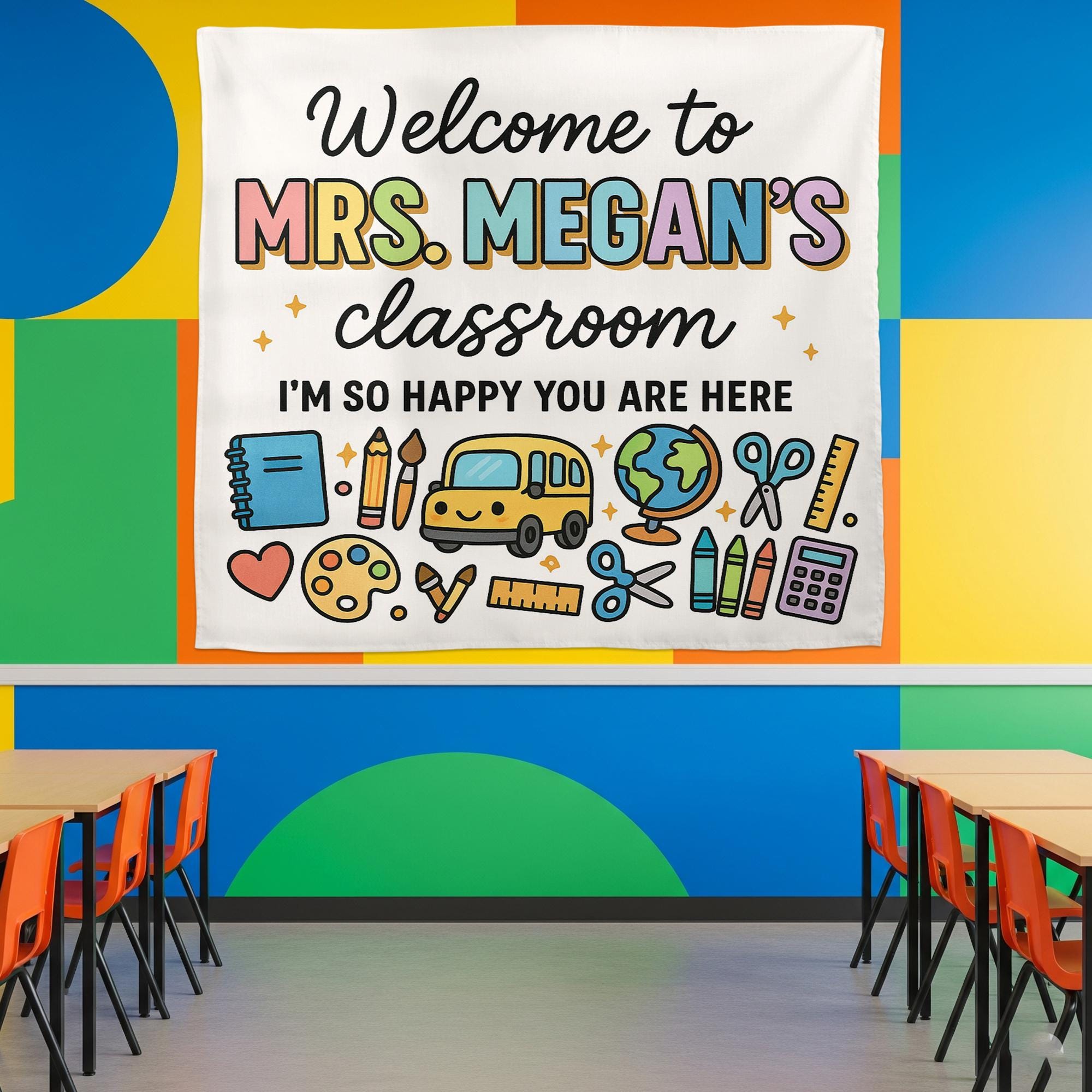 Welcome to Classroom Banner, Teacher Tapestry, Back to School Decor, Classroom Wall Sign, Teacher Appreciation Gift