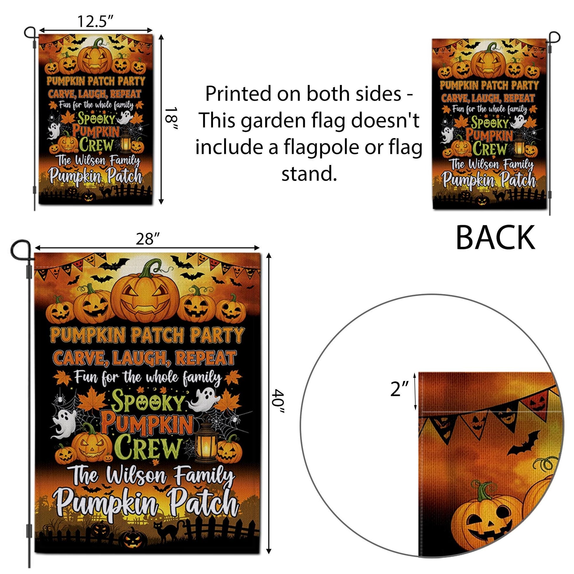 Personalized Pumpkin Patch Garden Flag, Fall Halloween Outdoor Banner, Spooky Pumpkin Family Yard Sign, Custom Autumn Decor Gift