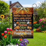 Personalized Pumpkin Patch Garden Flag, Fall Halloween Outdoor Banner, Spooky Pumpkin Family Yard Sign, Custom Autumn Decor Gift