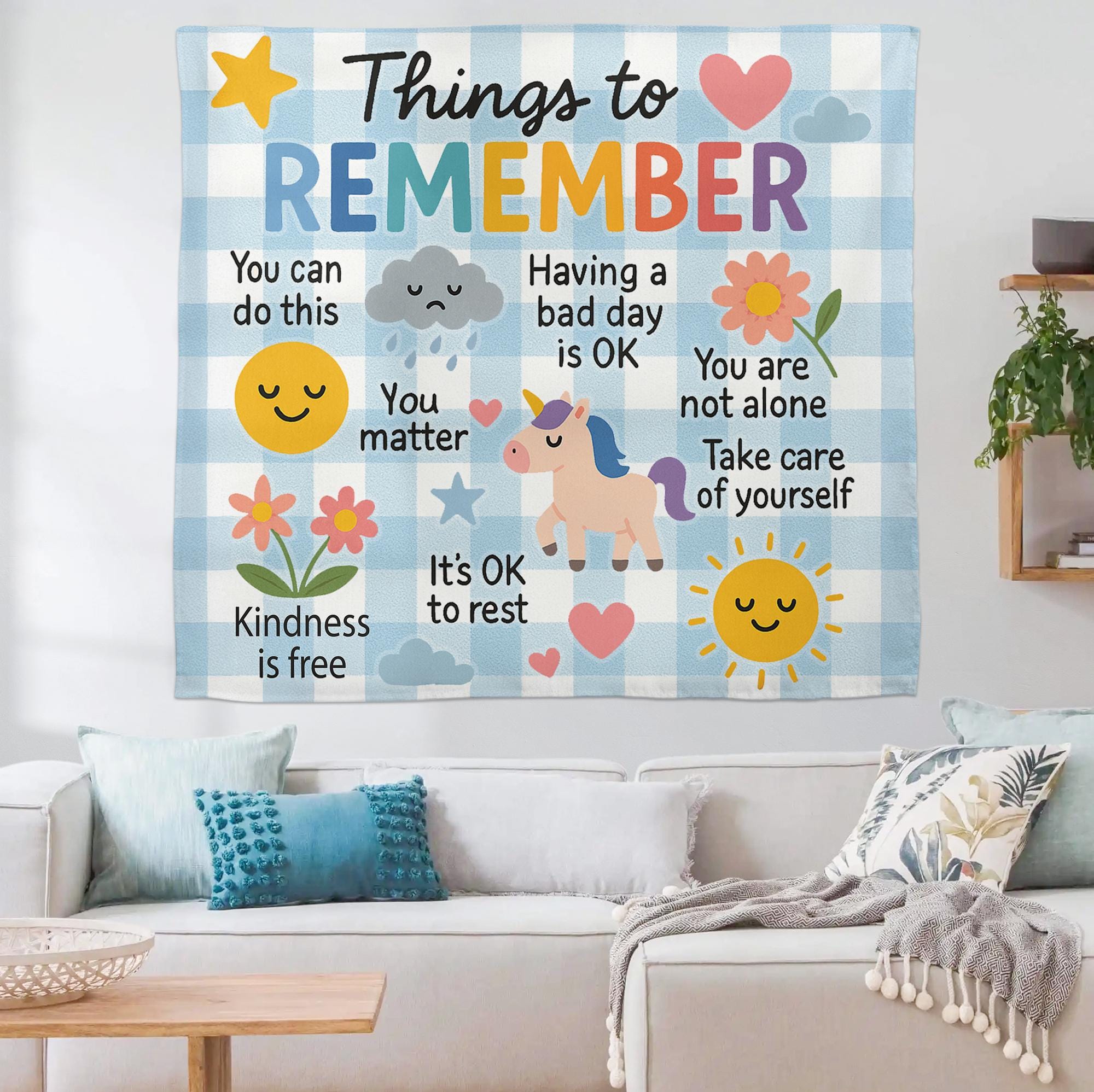 Mental Health Wall Tapestry, Inspirational Classroom Decor, Motivational Kids Room Sign, Positive Affirmation Banner