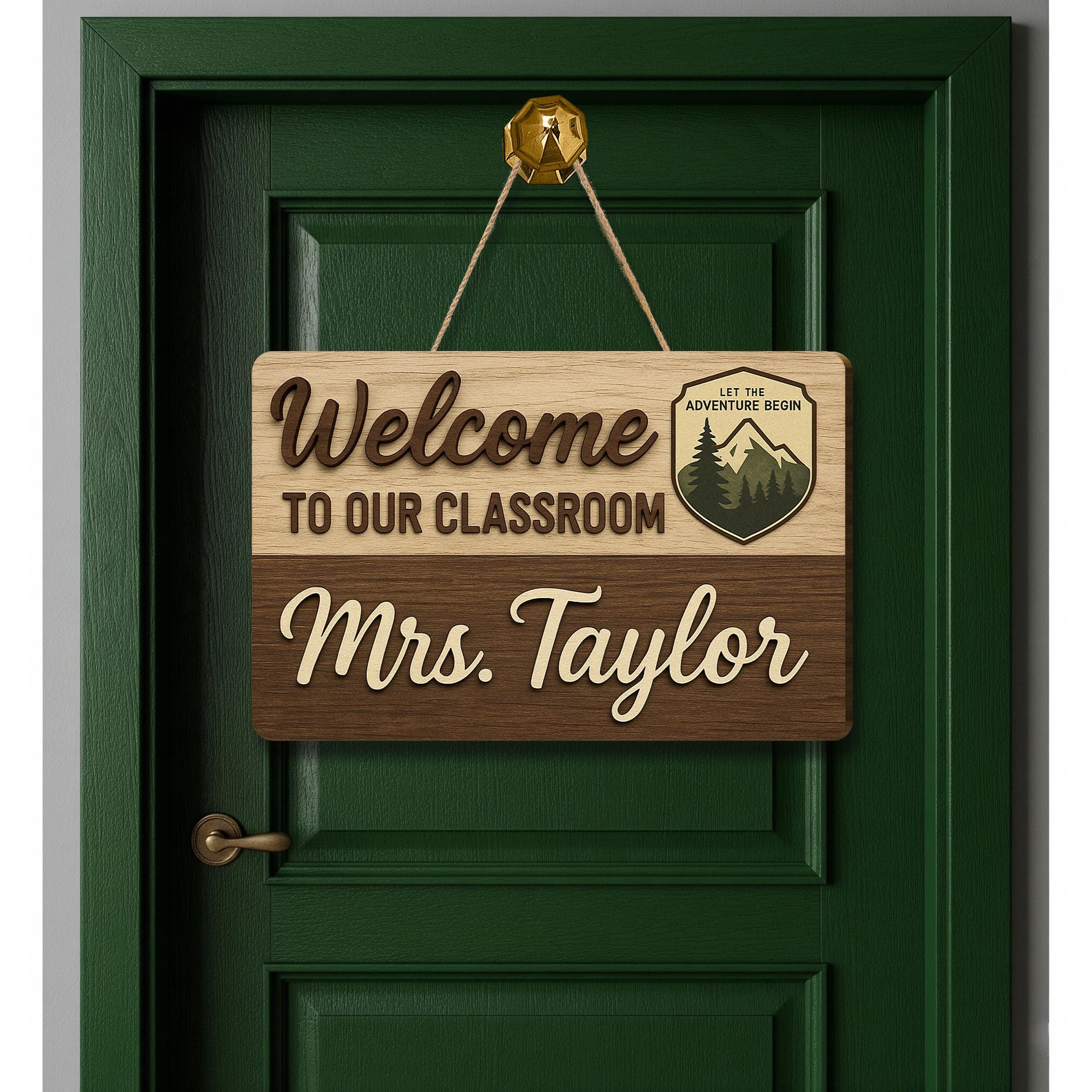 Rustic Classroom Welcome Sign, Personalized Teacher Door Decor, Adventure Theme Wood Plaque, Custom Back to School Gift