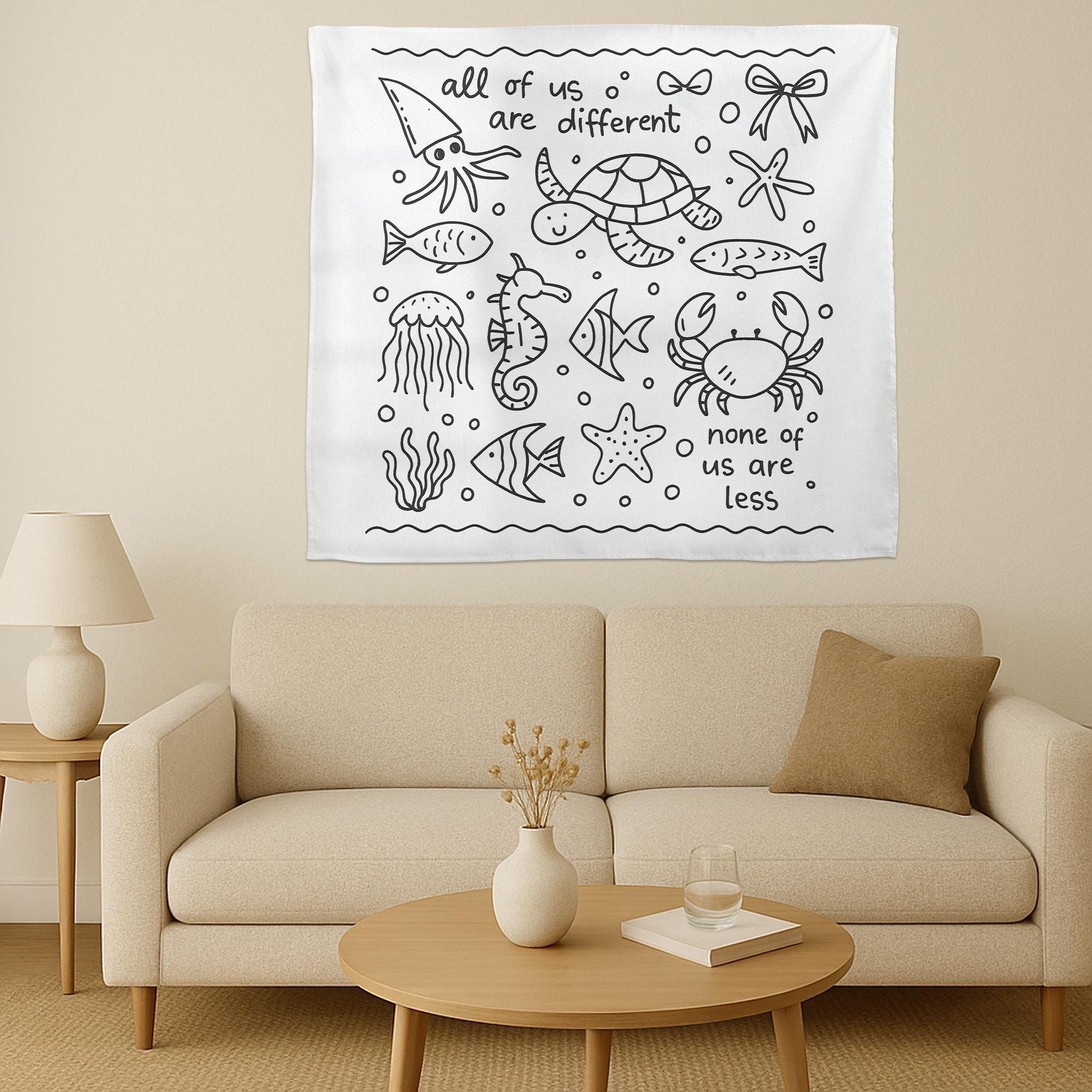 Sped Teacher Tapestry, All Of Us Are Different None Of Us Are Less Banner, Inclusion Teacher Class Decor, Neurodiversity Decor, Special Ed