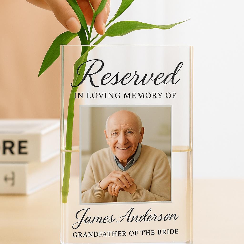 Custom Wedding Memorial Book Vase, In Loving Memory Sign for Ceremony, Personalized Photo Tribute Vase, Reserved Memorial Decor