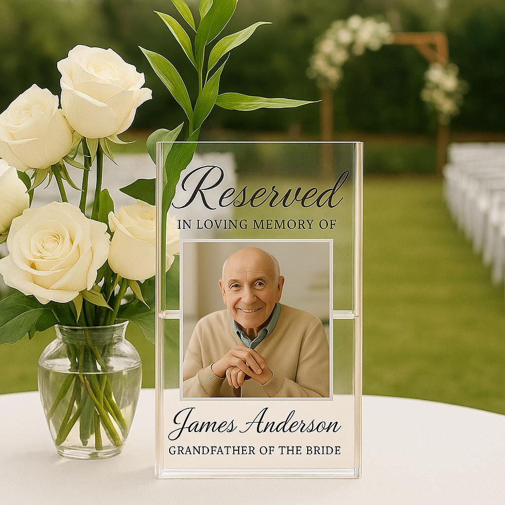 Custom Wedding Memorial Book Vase, In Loving Memory Sign for Ceremony, Personalized Photo Tribute Vase, Reserved Memorial Decor