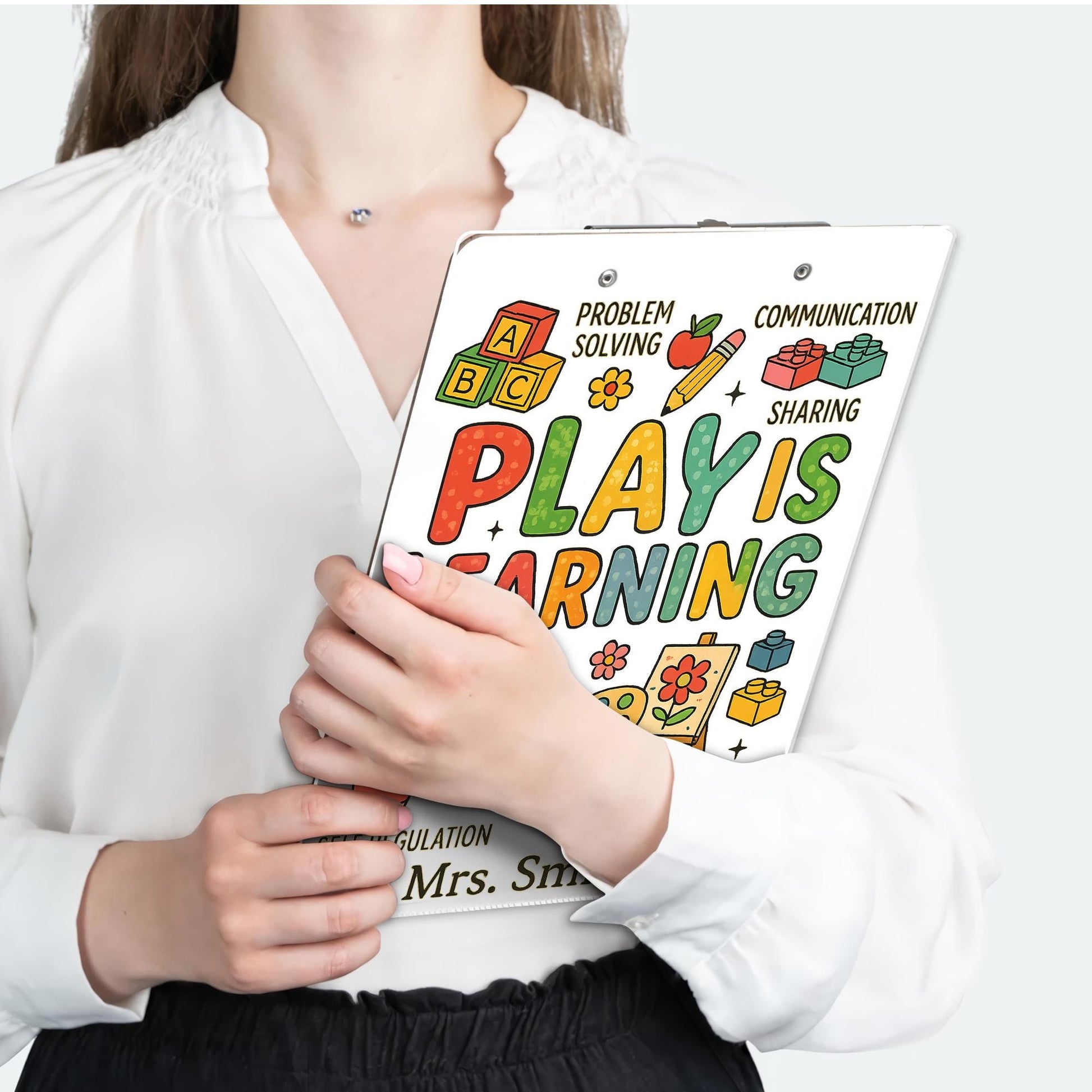 Play Is Learning Teacher Clipboard, Personalized Preschool Clipboard, Back to School Gift for Early Education, Custom Name Clipboard
