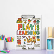 Play Is Learning Teacher Clipboard, Personalized Preschool Clipboard, Back to School Gift for Early Education, Custom Name Clipboard