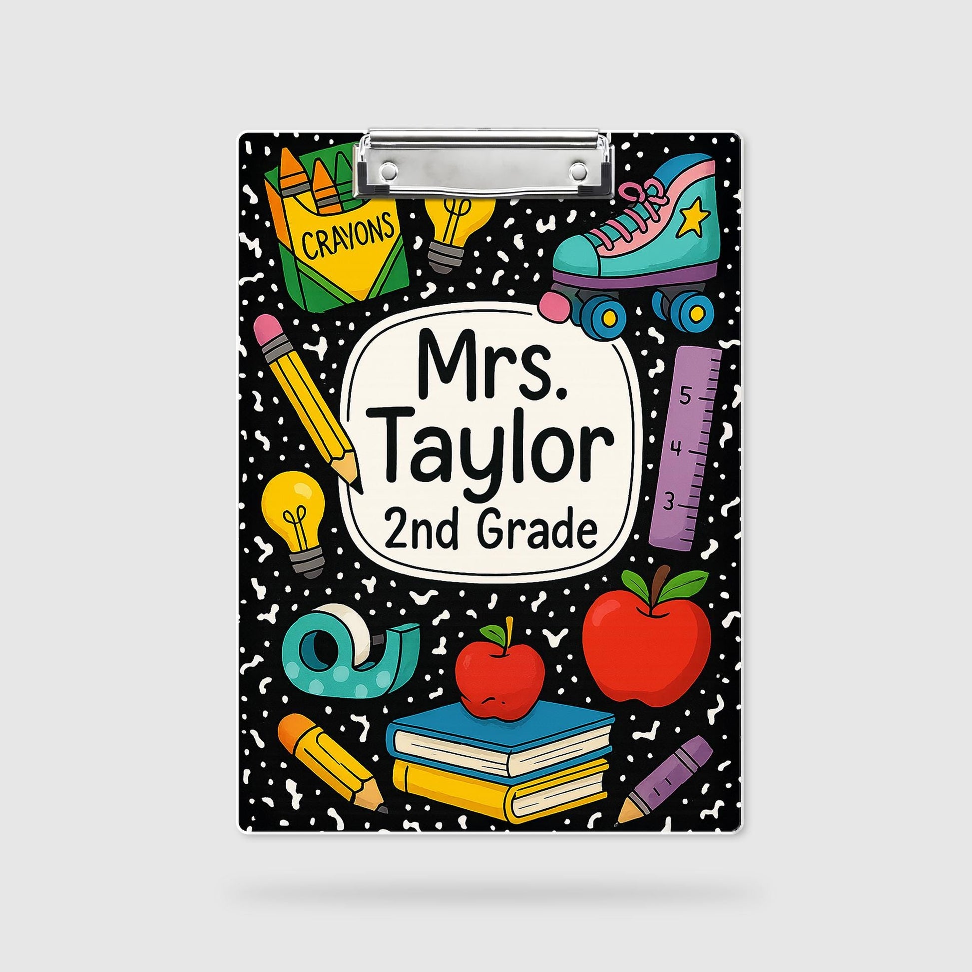 2nd Grade Teacher Clipboard, Personalized Teacher Gift, Back to School Custom Clipboard, Composition Style Teacher Clipboard