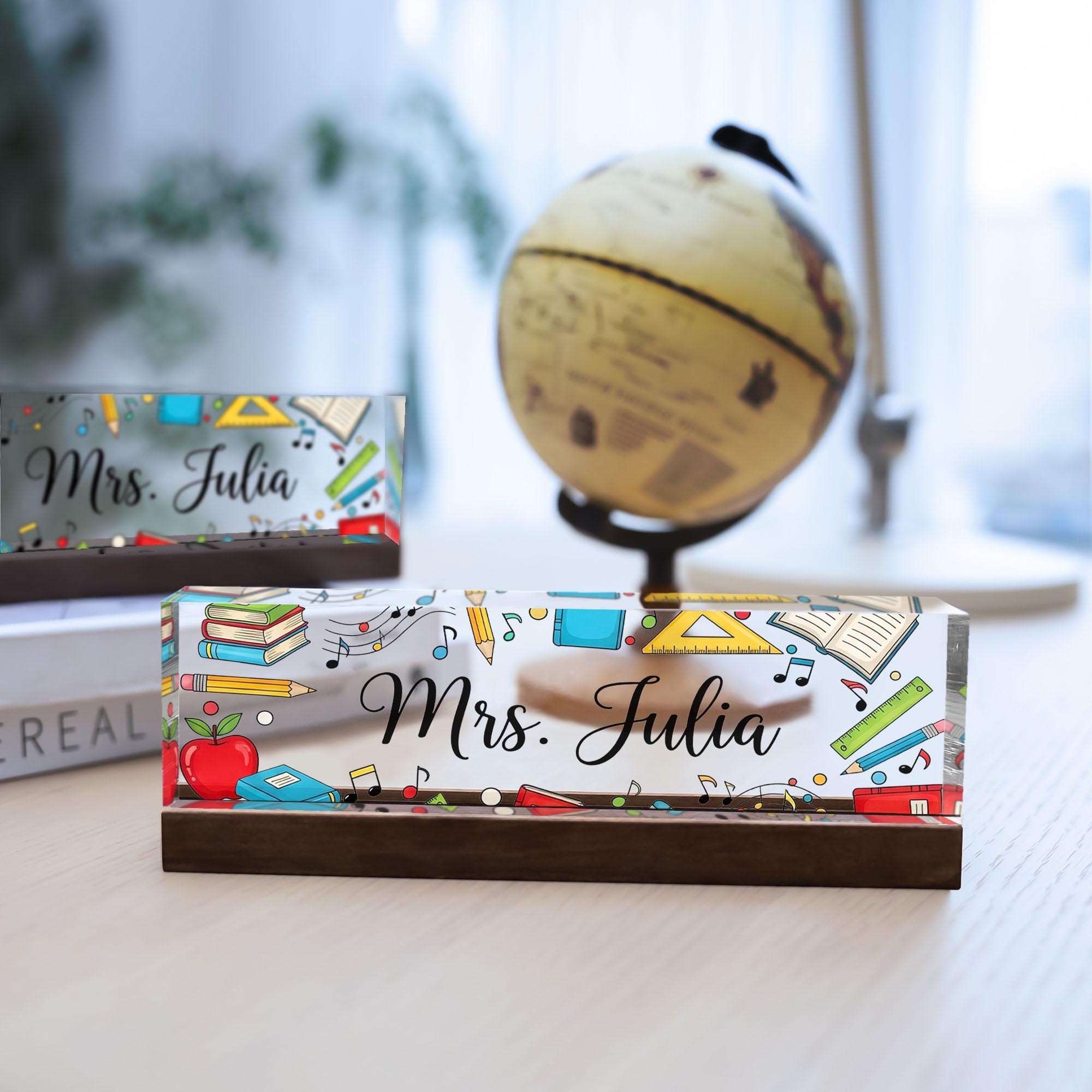 Personalized Teacher Desk Name Plate, Custom Name Sign, Fun Classroom Decor, Colorful Office Gift, School Name Tag