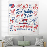 Red White and I Do Bachelorette Party Tapestry, 4th of July Bridal Shower Decor, Personalized USA Bride Tapestry, USA Bridal Shower Banner