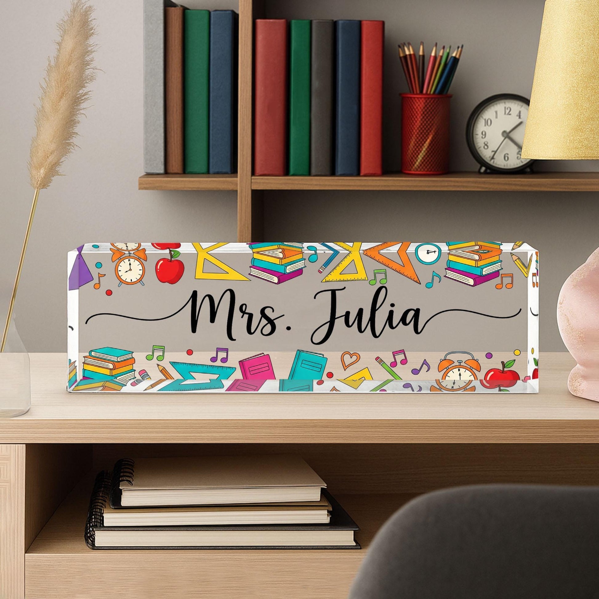 Personalized Teacher Desk Name Plate, Personalized Custom Classroom Decor, Colorful Teacher Gift, Fun Teacher Name Plaque