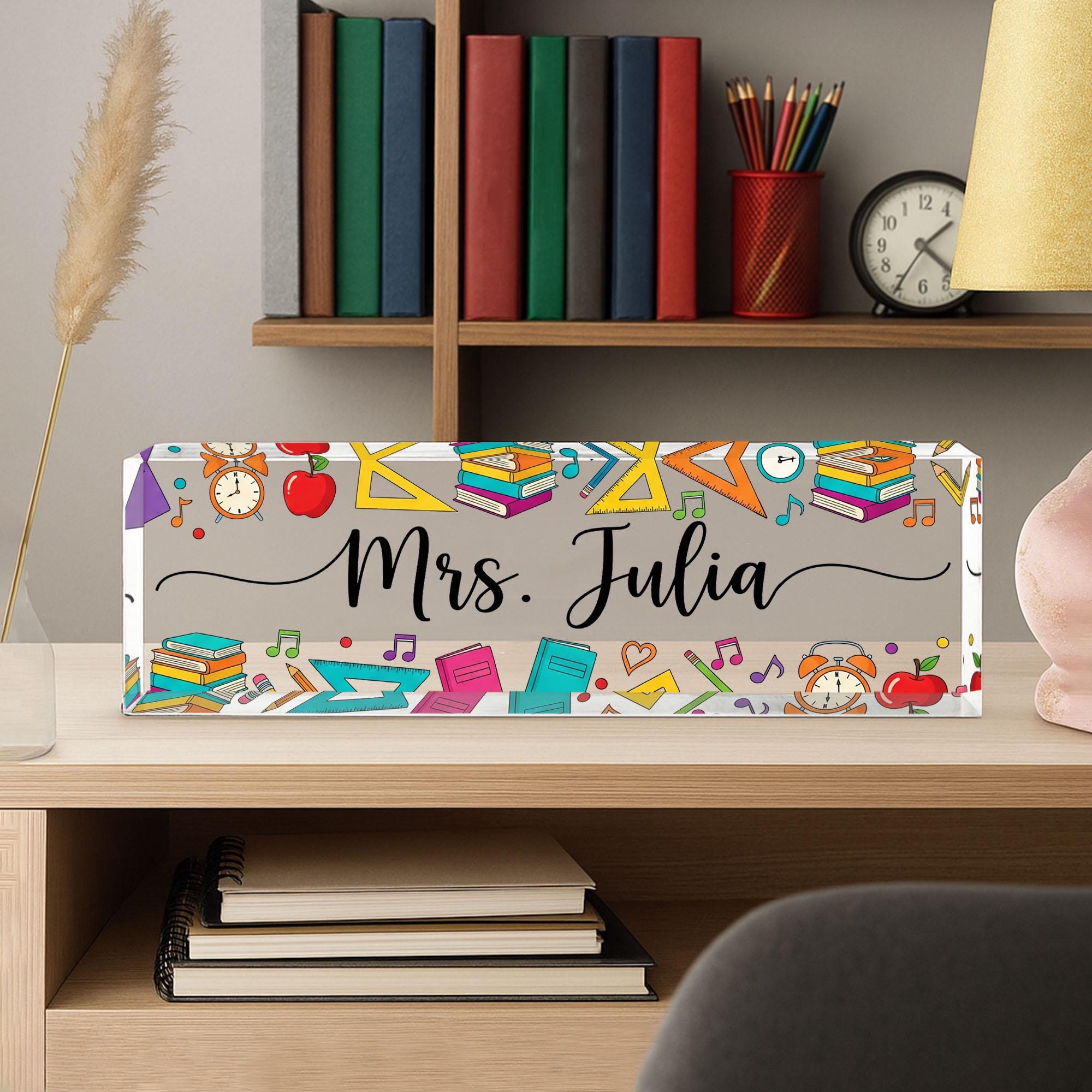 Personalized Teacher Desk Name Plate, Personalized Custom Classroom Decor, Colorful Teacher Gift, Fun Teacher Name Plaque