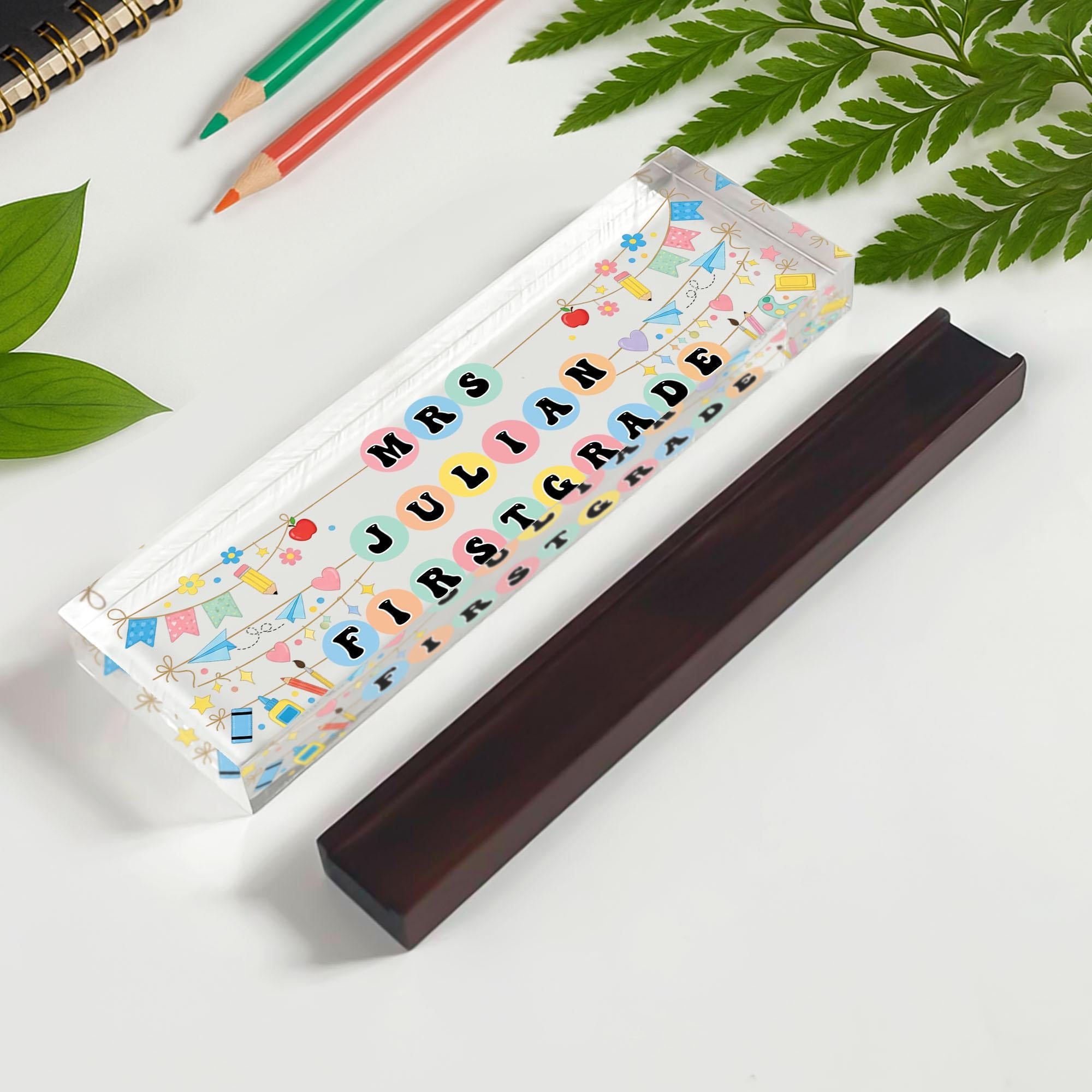 Personalized Grade Teacher Desk Name Plate, Custom Teacher Name Sign, Colorful Classroom Decor, Teacher Gift, Cute Name Tag