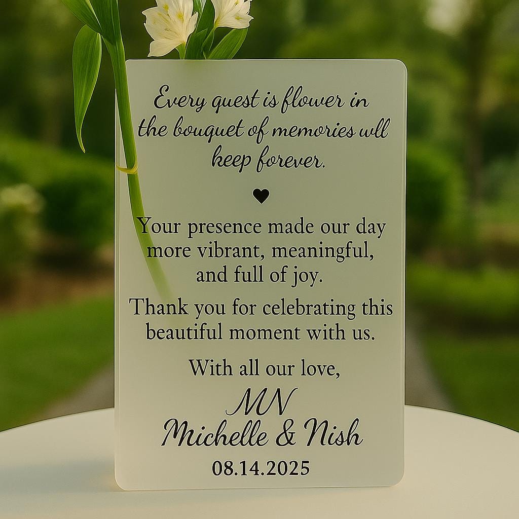 Personalized Wedding Flower Book Vase, Vase Acrylic Guest Thank You Favor, Wedding Reception Sign, Unique Custom Wedding Gift