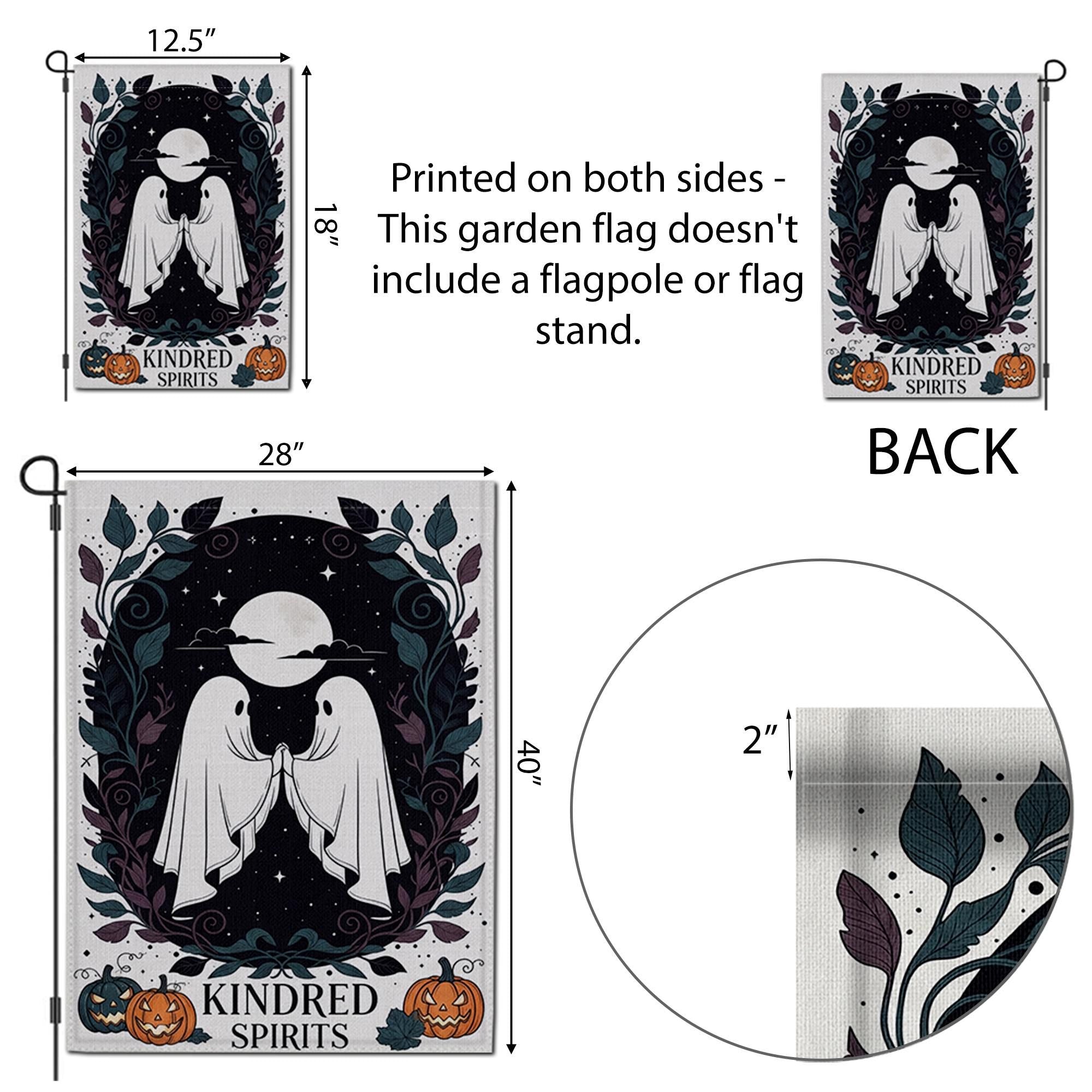 Kindred Spirits Halloween Garden Flag – Cute Ghost Couple Yard Decor, Spooky Outdoor Flag for Fall, Gothic Autumn Porch Decoration