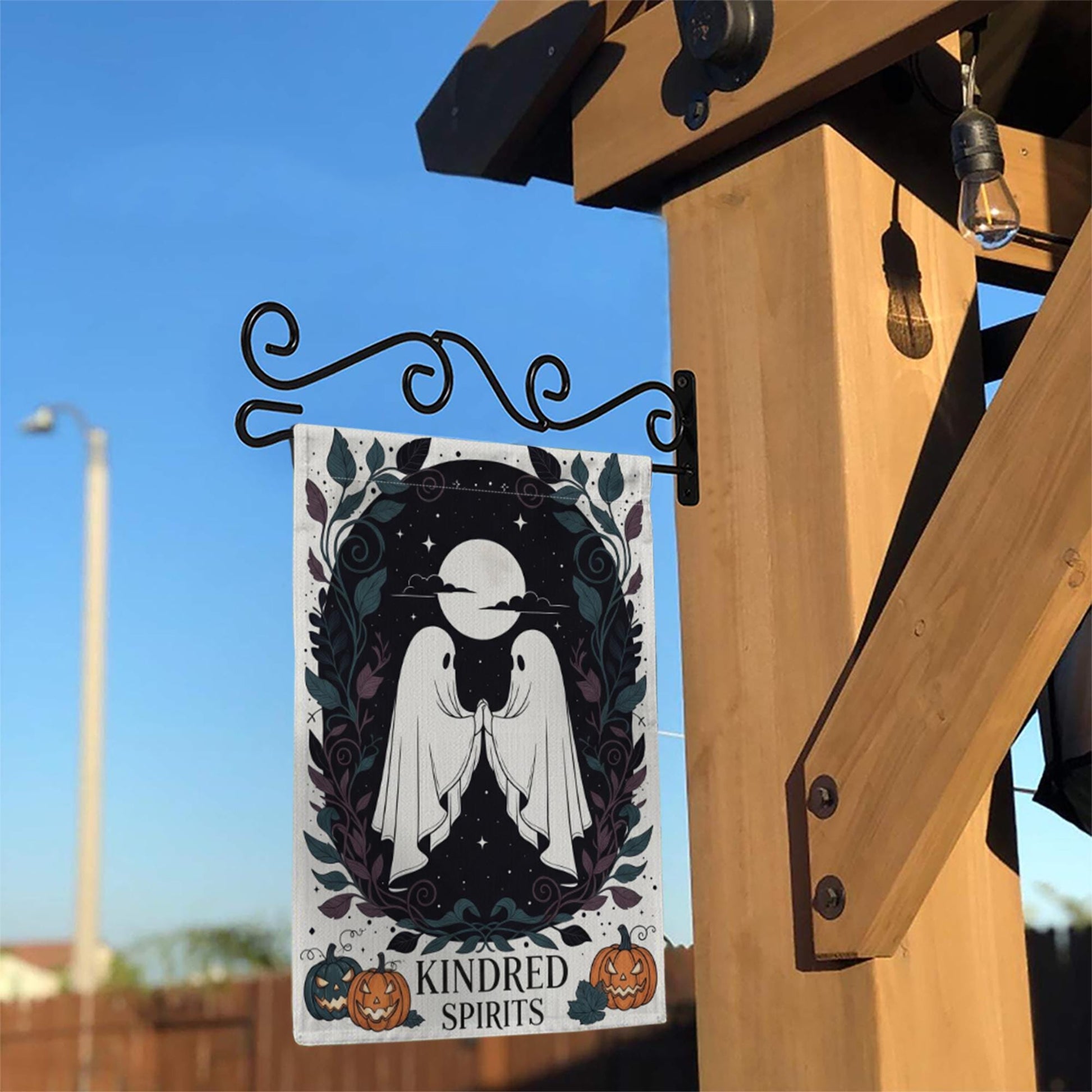 Kindred Spirits Halloween Garden Flag – Cute Ghost Couple Yard Decor, Spooky Outdoor Flag for Fall, Gothic Autumn Porch Decoration