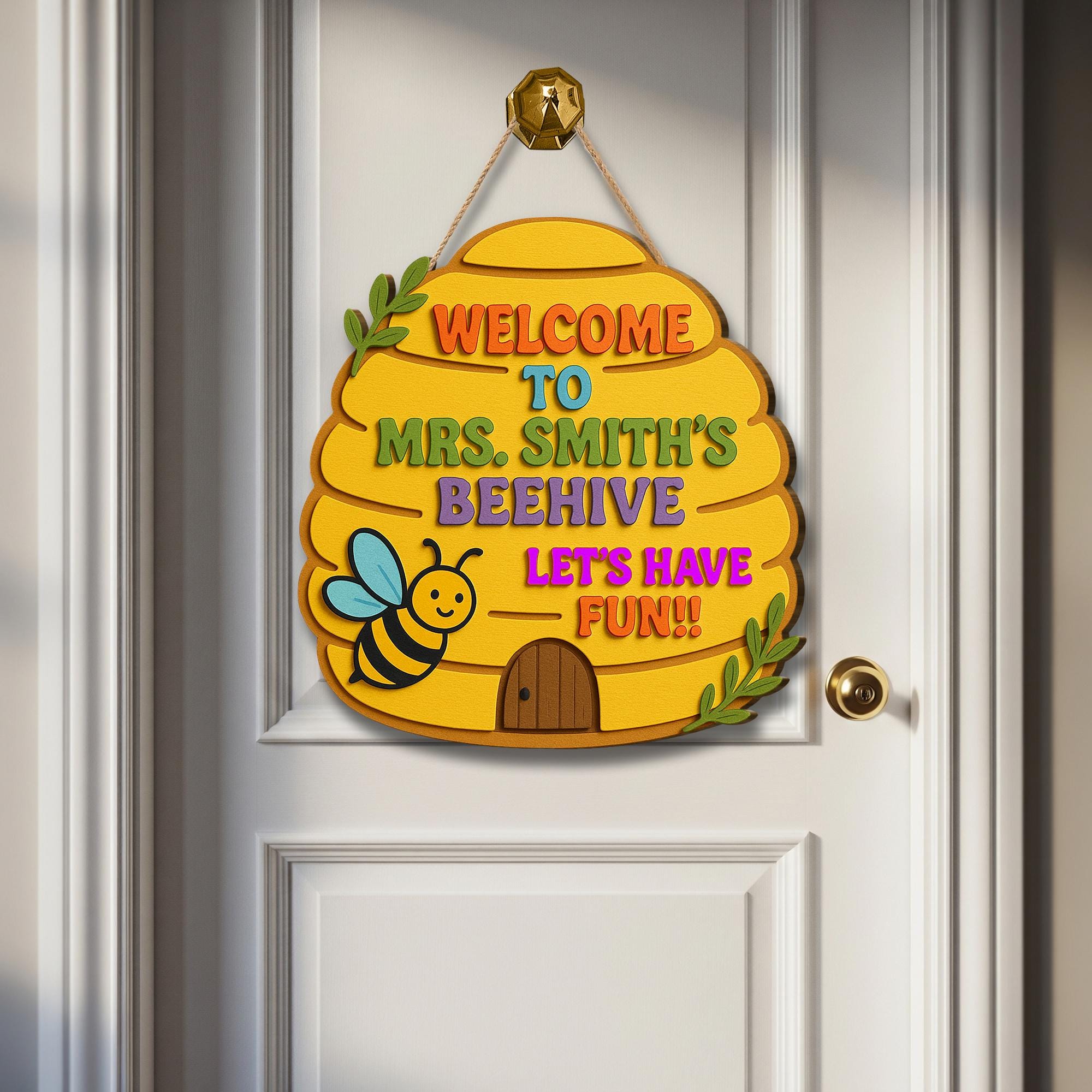 Welcome to Beehive Sign, Personalized Teacher Door Hanger, 3D Wooden Classroom Sign, Back to School Decor, Custom Name Plaque