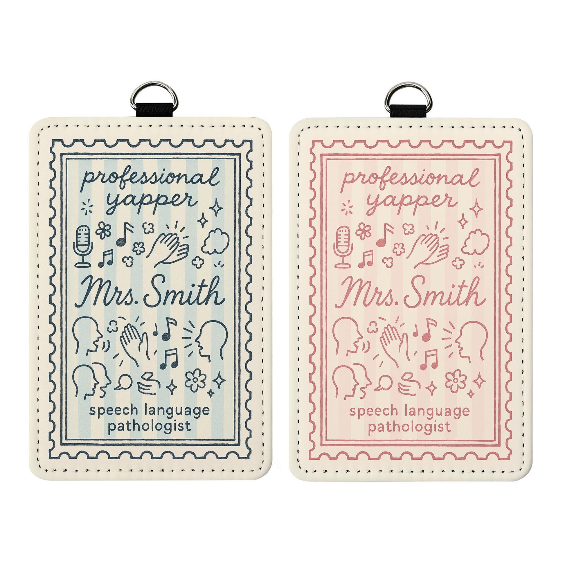 SLP Badge Holder, Professional Yapper ID Tag, Personalized Leather Badge Reel, Speech Pathologist Gift, Custom Work Lanyard