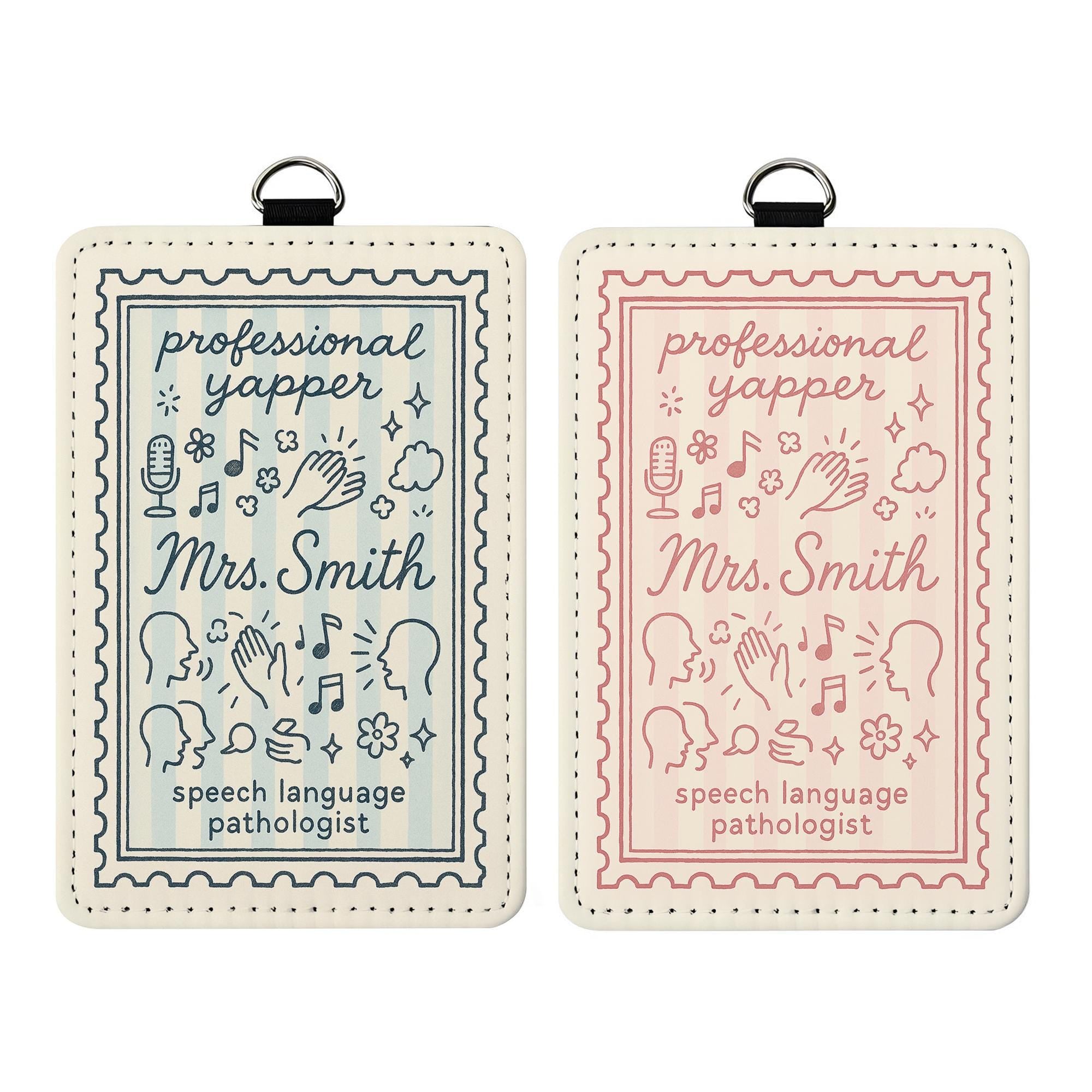 SLP Badge Holder, Professional Yapper ID Tag, Personalized Leather Badge Reel, Speech Pathologist Gift, Custom Work Lanyard