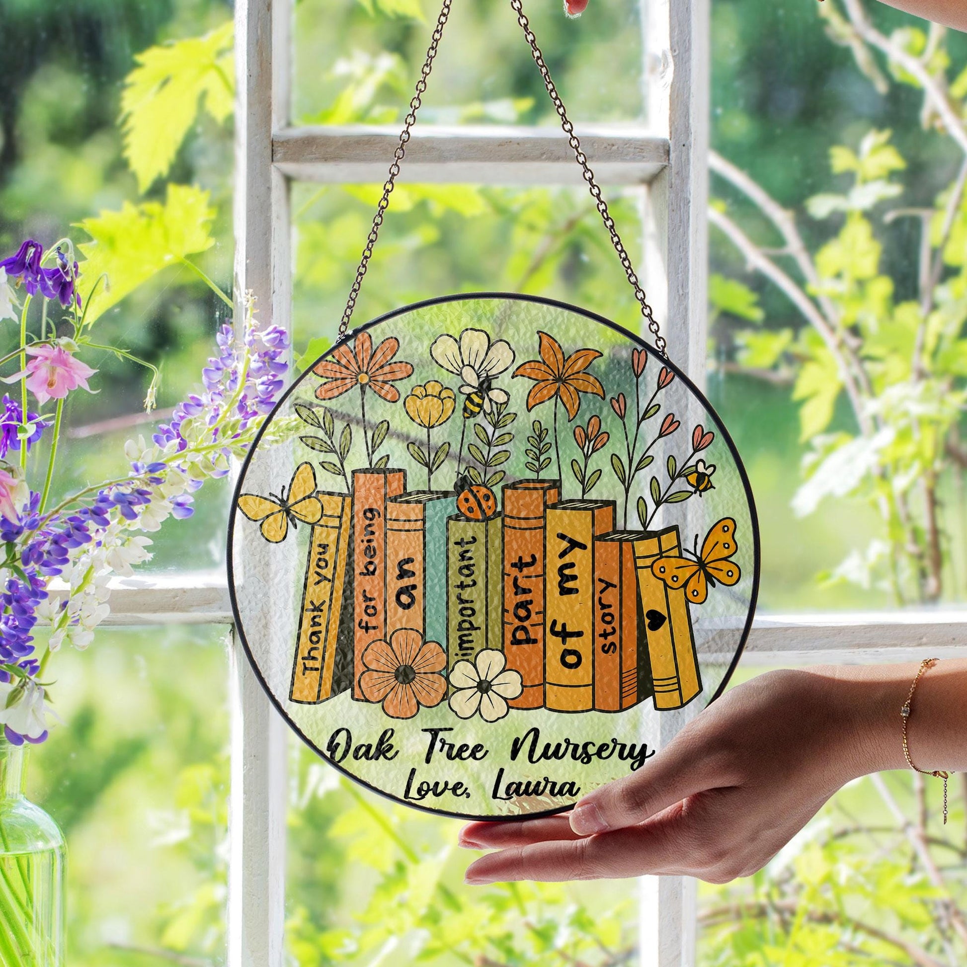Personalized Nursery Thank You Glass Suncatcher, Thank You Nursery Gifts, Custom Nursery Teacher Gift, Nursery Worker Gifts, Preschool Gifts