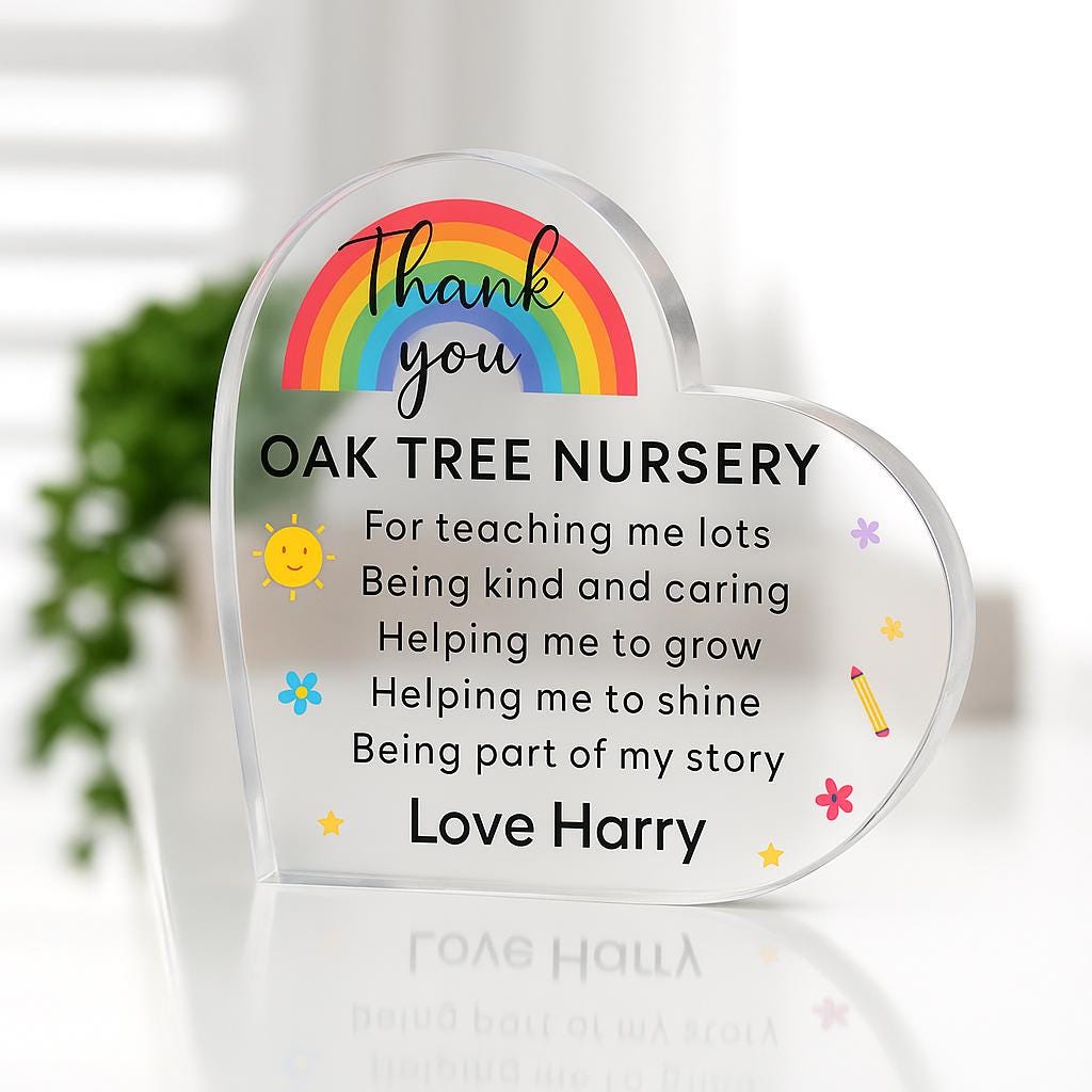 Personalized Thank You Nursery Acrylic Block Gifts, Personalised Nursery Teacher Gift, Nursery Worker Gifts, Preschool Gifts, Nursery Gift