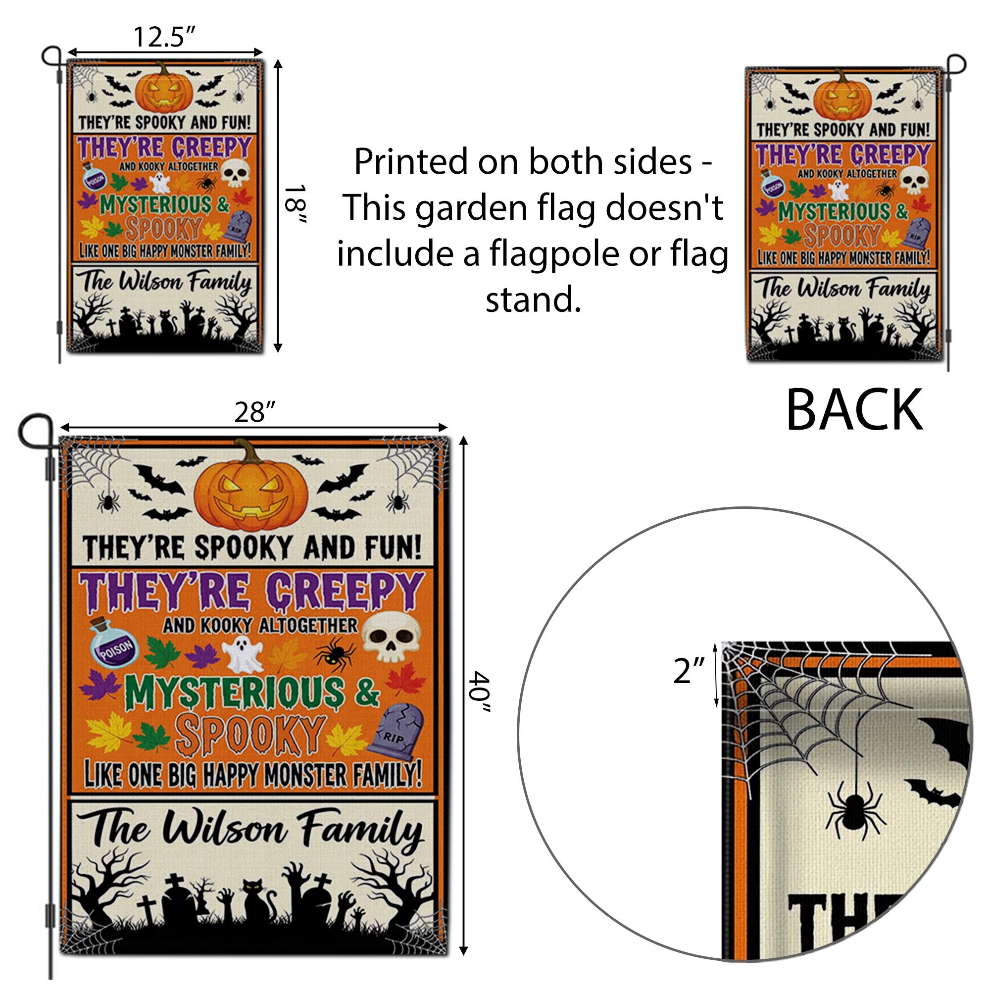 Spooky Family Halloween Garden Flag – Creepy Cute Monster Yard Sign – Custom Fall Decor for Home