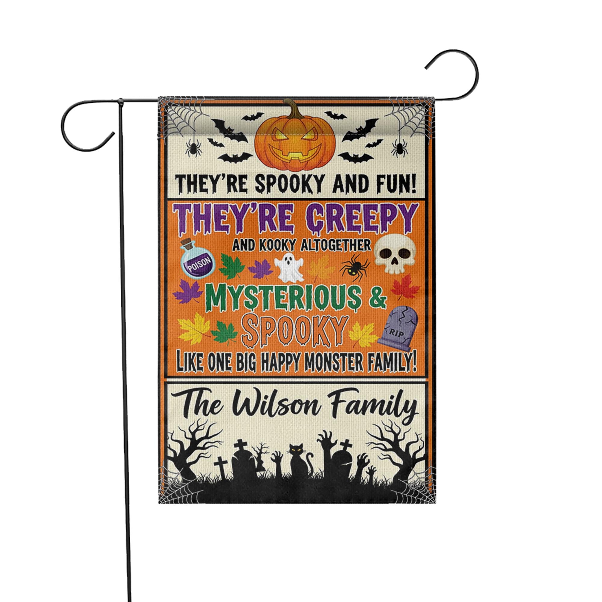 Spooky Family Halloween Garden Flag – Creepy Cute Monster Yard Sign – Custom Fall Decor for Home