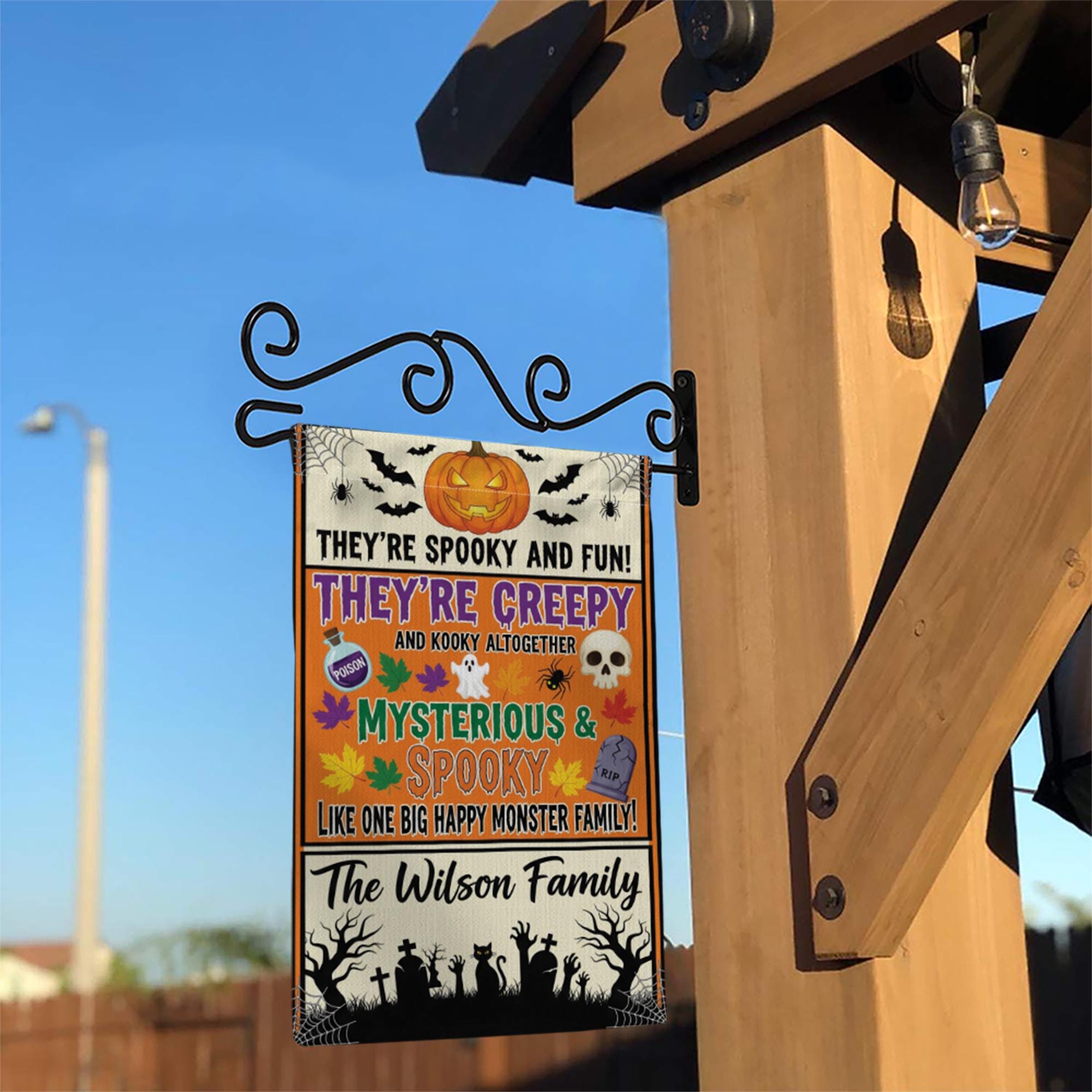 Spooky Family Halloween Garden Flag – Creepy Cute Monster Yard Sign – Custom Fall Decor for Home