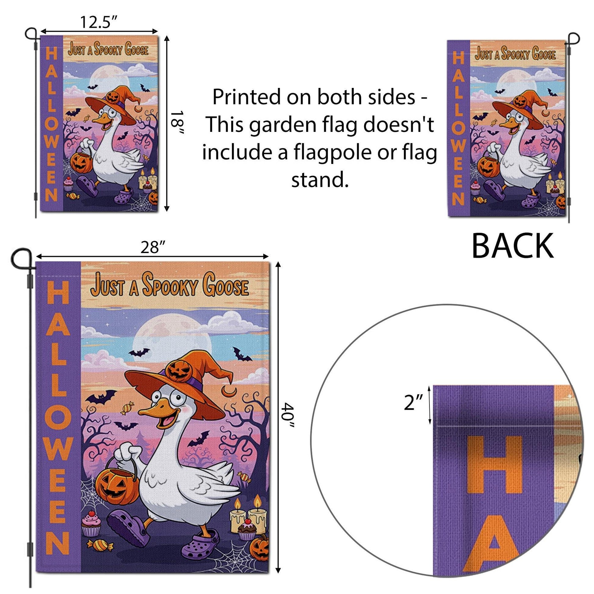 Just a Spooky Goose Halloween Garden Flag – Funny Goose Witch Yard Decor – Cute Trick or Treat Banner
