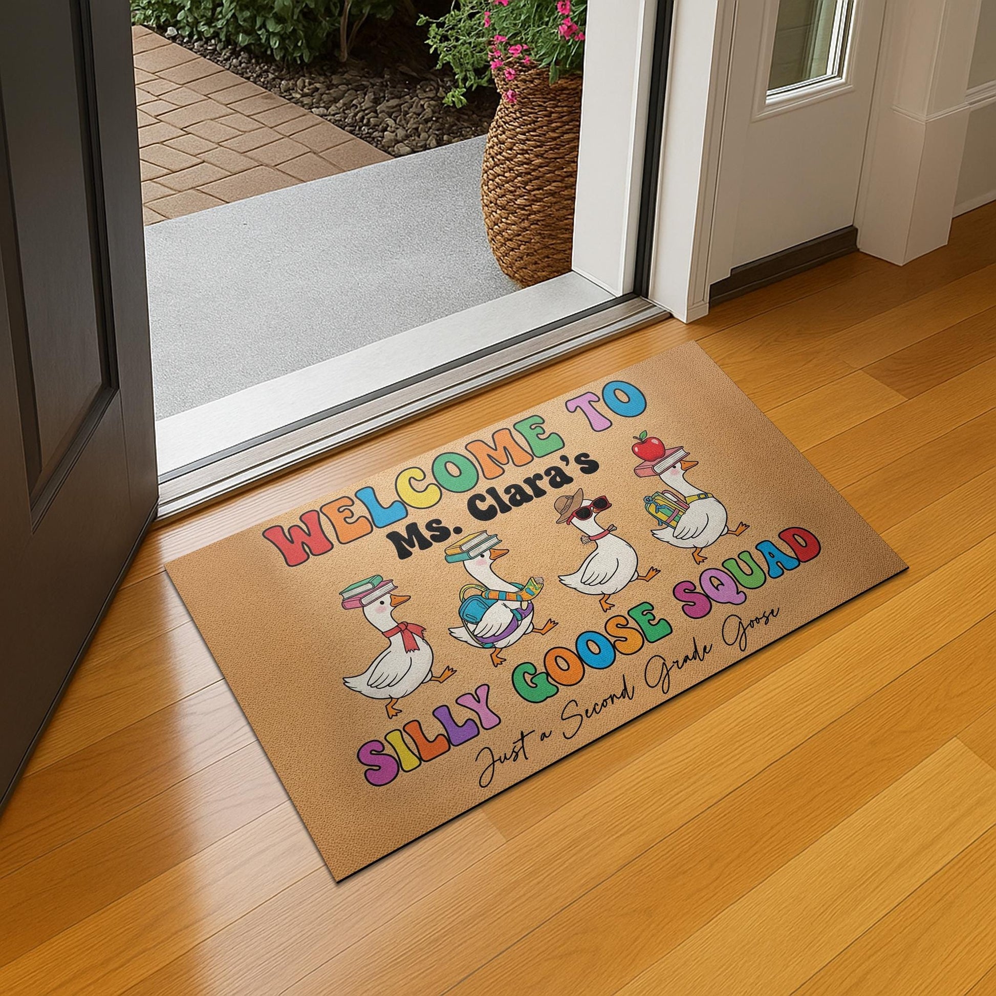 Silly Goose Squad Doormat, Funny Teacher Welcome Mat, Custom Classroom Rug, Back to School Decor, Personalized School Entry Mat
